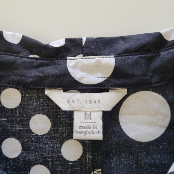 Est 1946 poka dot tunic button down top - Picture 3 of 8